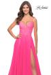 Picture of: A-line Gown with Sheer Floral Embellished Bodice in Neon Pink in Neon Pink, Style: 31506, Detail Picture 2