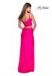 Picture of: Two Piece Long Prom Dress with Ruched Detailing in Neon Pink, Style: 28472, Detail Picture 3