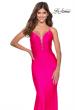 Picture of: Triple Knotted Jersey Prom Dress with Tie Up Back in Neon Pink, Style: 28905, Detail Picture 3