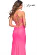 Picture of: Neon Jersey Luxe Gown with Draped Slit and Strappy Back in Neon Pink, Detail Picture 3