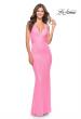 Picture of: Sequin Stretch Long Prom Dress with Banded Waist in Neon in Neon Pink, Style: 31137, Detail Picture 3