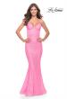 Picture of: Fitted Stretch Sequin Dress with Open Back and Defined Cups in Neon in Neon Pink, Style: 31199, Detail Picture 3