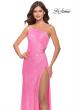 Picture of: One Shoulder Sequin Dress with Circle Cut Out in Neon in Neon Pink, Style: 31213, Detail Picture 3