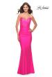 Picture of: Jersey Dress with Criss Cross Bodice and Jeweled Straps in Neon in Neon Pink, Style: 31222, Detail Picture 3