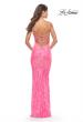 Picture of: Gorgeous Print Sequin Dress with Lace Up Back in Neon Pink, Style: 31390, Detail Picture 3