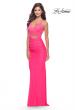 Picture of: Cut Out Long Soft Jersey Dress with Criss Cross Bodice in Neon in Neon Pink, Style: 31442, Detail Picture 3