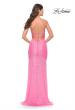 Picture of: Lace Up Back Sequin Gown with Flare Skirt in Bright Colors in Neon Pink, Style: 31509, Detail Picture 3