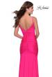 Picture of: Neon Ruched Prom Gown with Center Slit in Neon Pink, Style: 28891, Detail Picture 5