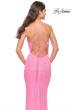Picture of: Sequin Stretch Long Prom Dress with Banded Waist in Neon in Neon Pink, Style: 31137, Detail Picture 4