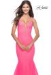 Picture of: Mermaid Rhinestone Tulle Gown with Open Back in Neon in Neon Pink, Style: 31407, Detail Picture 4