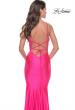 Picture of: Bedazzled Rhinestone Jersey Gown with Deep V Neckline in Neon in Neon Pink, Style: 31413, Detail Picture 4