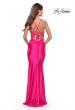 Picture of: Rhinestone Prom Dress with Lace Applique Side Panels in Neon in Neon Pink, Style: 31436, Detail Picture 4