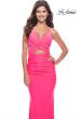 Picture of: Cut Out Long Soft Jersey Dress with Criss Cross Bodice in Neon in Neon Pink, Style: 31442, Detail Picture 4