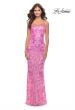 Picture of: Print Sequin Gown with Square Neckline in Neon Pink, Style: 31521, Detail Picture 4