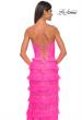 Picture of: Fitted Ruffle Skirt Lace Dress with Illusion Bodice in Neon Pink, Style: 32442, Detail Picture 4
