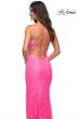 Picture of: Neon Lace Prom Gown With Sheer Bodice and Tie Up Back in Neon Pink, Detail Picture 5