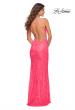 Picture of: Lace Prom Dress with Illusion Embellished Sides in Neon Colors in Neon Pink, Detail Picture 5