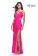 Picture of: Neon Prom Dress with Side Cutouts and Open Tie Back in Neon Pink, Style: 31400, Detail Picture 5