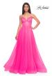 Picture of: Tulle Dress with Full Skirt and Sheer Lace Bodice in Neon Pink, Style: 32306, Detail Picture 5