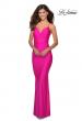 Picture of: Neon Prom Dress with Ruching and Strappy Back in Neon Pink, Style: 29020, Detail Picture 6