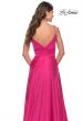 Picture of: A-Line Satin Gown with Ruched Bodice and V Neck in Neon in Neon Pink, Style: 31121, Detail Picture 6