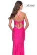 Picture of: Rhinestone Ruched Jersey Prom Dress with Lace Up Back in Bright Colors in Neon Pink, Style: 31237, Detail Picture 6
