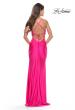 Picture of: Neon Prom Dress with Side Cutouts and Open Tie Back in Neon Pink, Style: 31400, Detail Picture 6