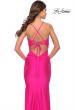 Picture of: Embellished Rhinestone Jersey Long Dress with Lace Up Back in Neon in Neon Pink, Style: 31401, Detail Picture 6