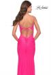 Picture of: Jeweled Modified Scoop Neck Jersey Dress with Open Back in Bright Colors in Neon Pink, Style: 31414, Detail Picture 6