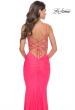 Picture of: Twist Front Cut Out Jersey Prom Dress in Bright Colors in Neon Pink, Style: 31435, Detail Picture 6