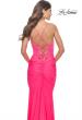 Picture of: Beaded Lace Bodice with Sheer Waist Long Jersey Gown in Bright Colors in Neon Pink, Style: 31437, Detail Picture 6