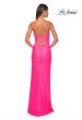 Picture of: Strapless Fitted Rhinestone Embellished Gown with Knot Detail in Neon Pink, Style: 32175, Detail Picture 6