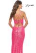 Picture of: Stretch Sequin Dress with High Side Slit and V Neck in Neon Pink, Style: 31298, Detail Picture 7