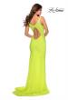 Picture of: Fully Beaded Long Prom Gown with Keyhole Back in Neon Yellow, Style: 28760, Back Picture