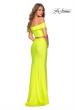 Picture of: Neon Two Piece Prom Dress with Off the Shoulder Top in Neon Yellow, Style: 29146, Back Picture
