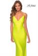 Picture of: Ruched Neon Prom Dress with Criss Cross Tie Back in Neon Yellow, Style: 29010, Detail Picture 2