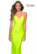 Picture of: Neon Prom Dress with Ruching and Strappy Back, Style: 29020 in Neon Yellow, Detail Picture 2