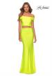 Picture of: Neon Two Piece Prom Dress with Off the Shoulder Top in Neon Yellow, Style: 29146, Detail Picture 3