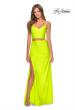 Picture of: Two Piece Long Prom Dress with Ruched Detailing in Neon Yellow, Style: 28472, Detail Picture 4