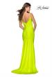 Picture of: Neon Ruched Prom Gown with Center Slit in Neon Yellow, Style: 28891, Detail Picture 6