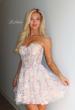 Picture of: Strapless Floral Applique Mini Dress in Nude, Style 33284, Main Picture