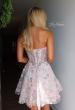 Picture of: Strapless Floral Applique Mini Dress in Nude, Style 33284, Back Picture