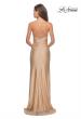 Picture of: Long Homecoming Dress with Slit and Criss Cross Back in Nude, Style: 28206, Detail Picture 2