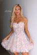 Picture of: Strapless Floral Applique Mini Dress in Nude, Style 33284, Detail Picture 2
