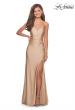 Picture of: Long Homecoming Dress with Slit and Criss Cross Back in Nude, Style: 28206, Detail Picture 7