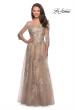 Picture of: Long Lace Dress with Sheer Three Quarter Sleeves in Nude, Style: 27733, Main Picture