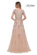 Picture of: A Line Tulle and Lace Gown with Short Sleeves in Nude, Back Picture