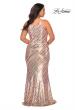Picture of: Multi Colored Plus Size Sequin Dress with High Neckline in Nude Multi, Style: 28877, Back Picture