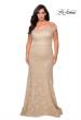 Picture of: Off the Shoulder Lace Plus Dress with Defined Waist in Nude, Style: 28883, Detail Picture 6