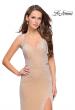 Picture of: Velvet Prom Dress Covered in Rhinestones with Side Cut Outs in Nude, Style: 25266, Main Picture